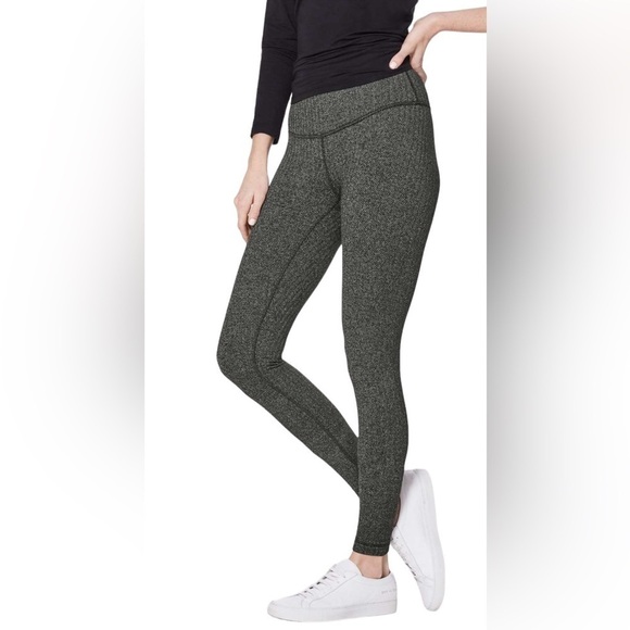 Lululemon Wunder Under Low-Rise Tight in Heathered Herringbone Black Gray Sz 6 - Picture 1 of 12